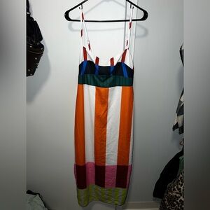 Spaghetti Strap Color Block Dress